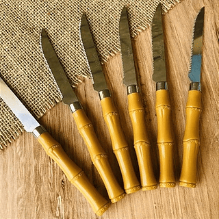 Kit C/6 Faca De Mesa linha Bambu