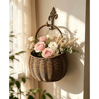 Cesta De Armazenamento Tecida Para Pendurar Na Parede , Estilo Boho Vintage , Cestas Suspensas Entrada De Casa