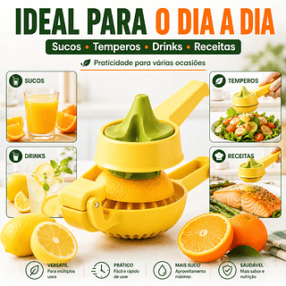 Espremedor Manual Com Rotação Giratório Para Suco De Fruta Laranja Limão Uso Fácil