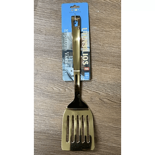 Espátula Vazada Em Aço Inox Dourado 27CM