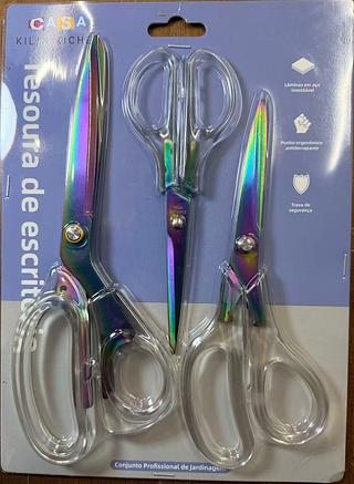 Conjunto de tesouras domésticas/de costura/de escritório em aço inoxidável (3 peças), para costurar tecidos.