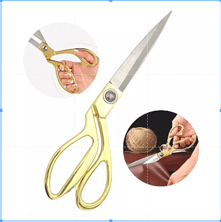 Tesoura para Alfaiate de 9 Polegadas Profissional Costura Tecido Dourada Inox