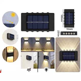Luminária Com 4/6/10 LEDs Arandela Solar Iluminação Potente 4W (3000K) Em Plástico ABS P.HQ