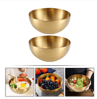 Tigela Bowl de Aço Inoxidável Dourada 24cm