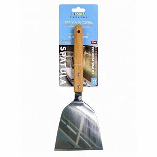 Espátula de Cozinha Inox com Cabo de Madeira – Alta Qualidade