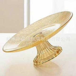 Suporte para bolo em cristal âmbar, 20 cm x 20 cm x 7 cm