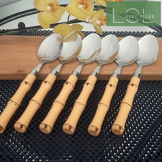 Kit C/6 colher de café De Mesa linha Bambu
