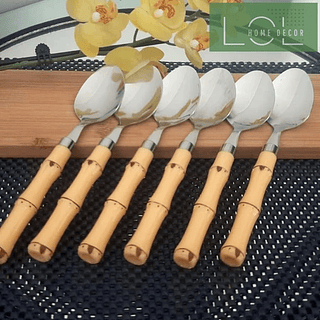 Kit C/6 Colher De Mesa linha Bambu