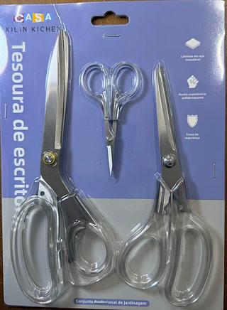 Conjunto de tesouras domésticas/de costura/de escritório em aço inoxidável (3 peças), para costurar tecidos.