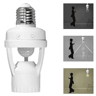 Sensor De Presença Movimento 360º Com Fotocélula Para Lâmpada Soquete