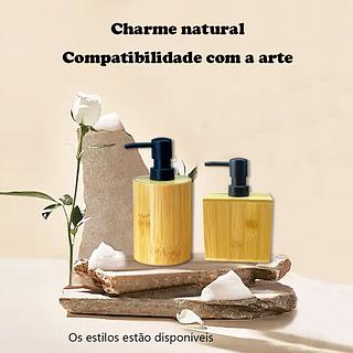 Porta Sabonete Líquido Dispenser Sabão Banheiro Bambu Hotel Motel SPA Natural Saboneteira