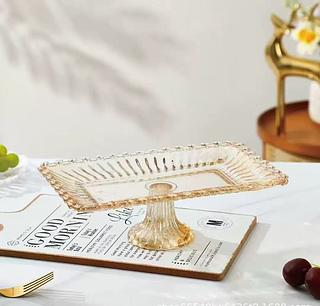 Travessa de Cristal com Pé Retangular 27cm para Servir Doces Sobremesas Entradas Mesa Posta Elegante Casa