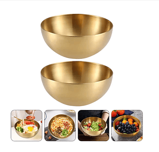 Tigela Bowl de Aço Inoxidável Dourada 20cm