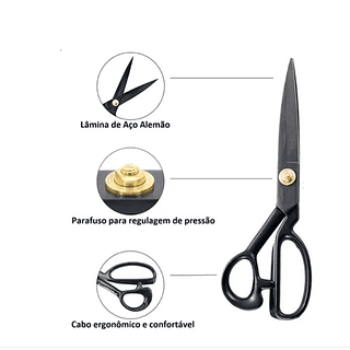 Tesoura de Alfaiate Corte Costura Titanium Profissional 10 Polegadas