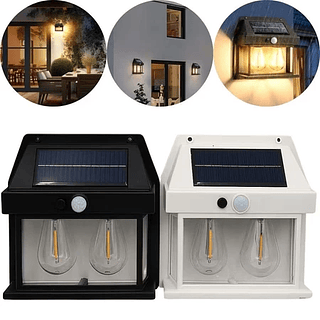 icon arrow left boldicon arrow right bold Compartilhar: Favoritar (225) Luminária Solar LED com 2 Lâmpadas Sensor de Presença à Prova d’Água para Área Externa